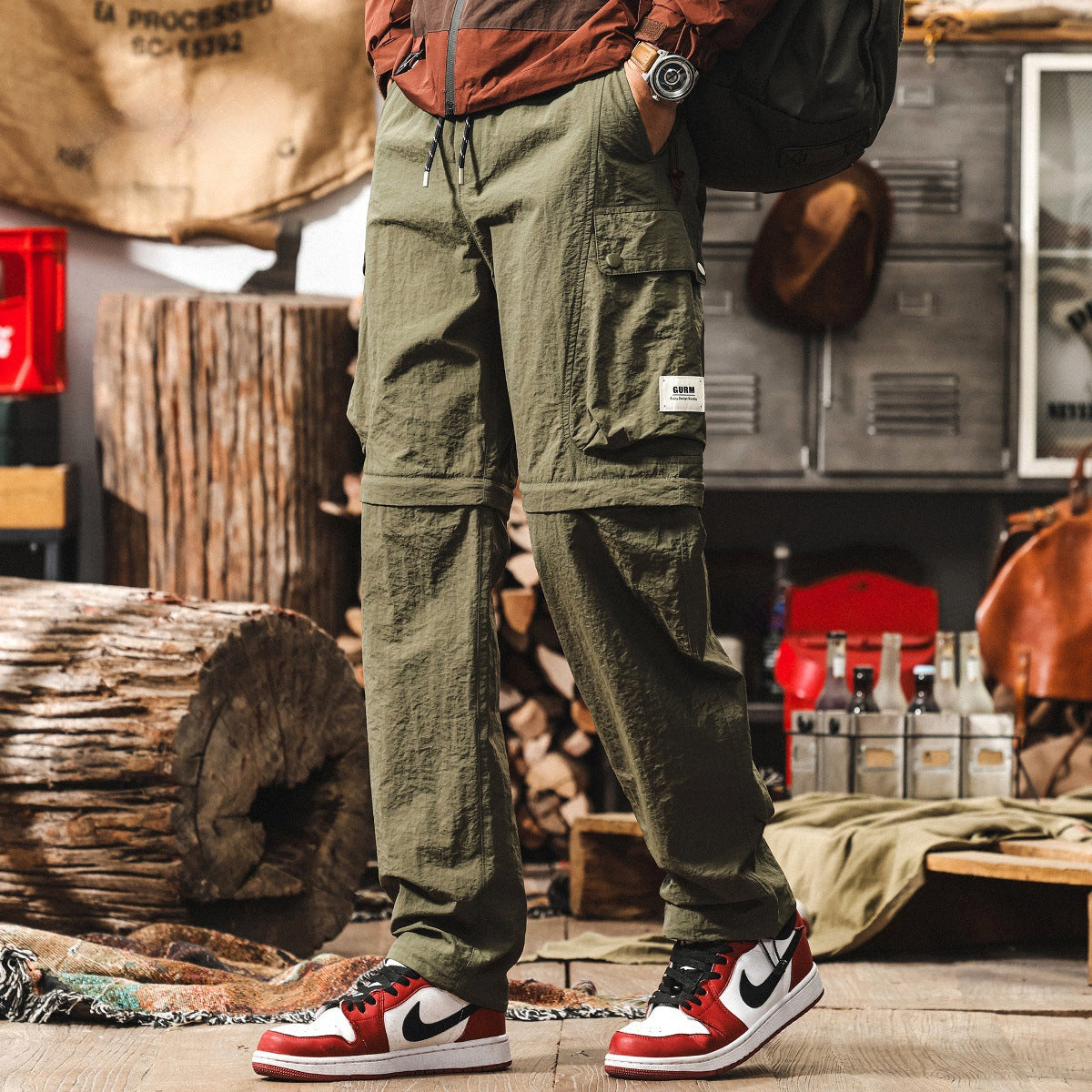 Quick-Drying Hiking Light Weight Detachable Green Cargo Pant alt