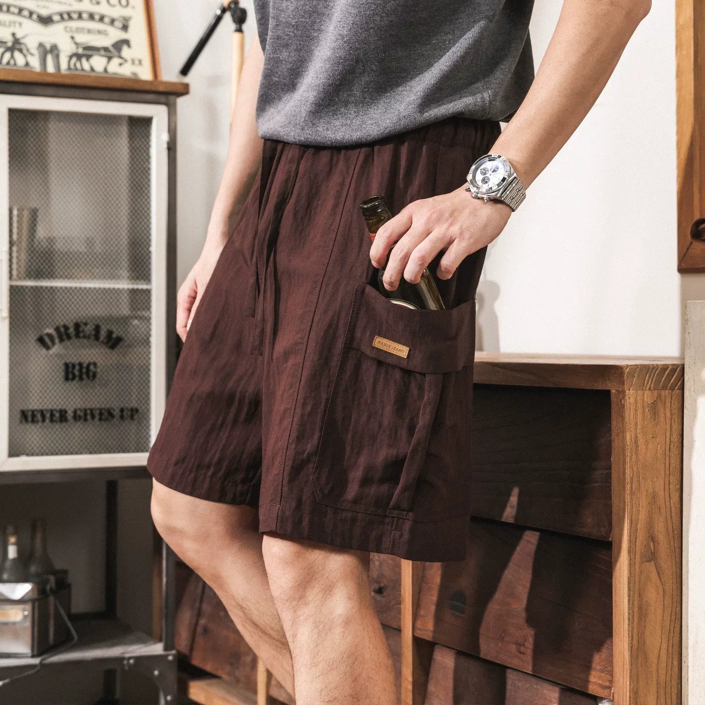 Harajuku-Style Cargo Lyocell Linen Casual Shorts - Plum Purple