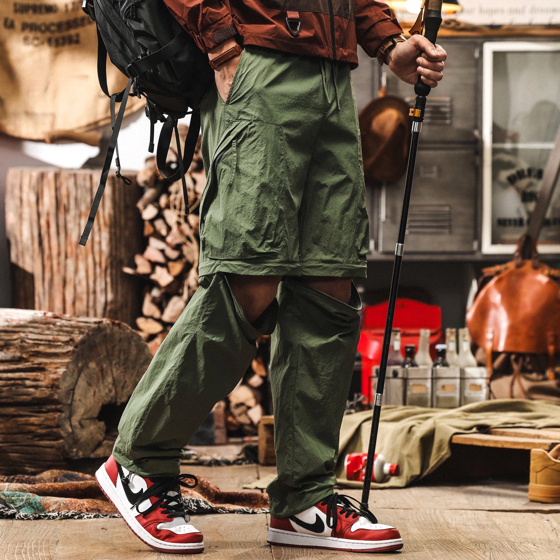 Quick-Drying Hiking Casual Detachable functional Black Cargo Pant