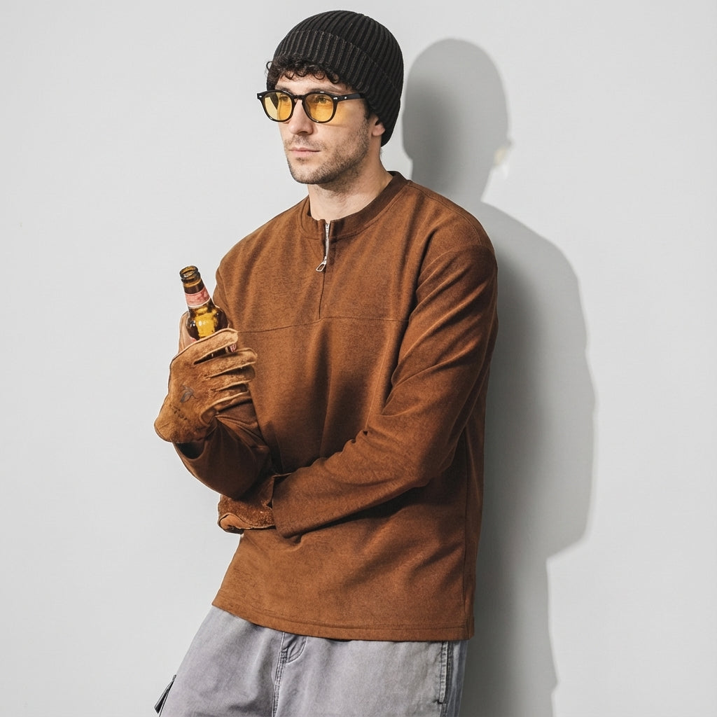 Alpine Double Layer Design Winter Henley Tee