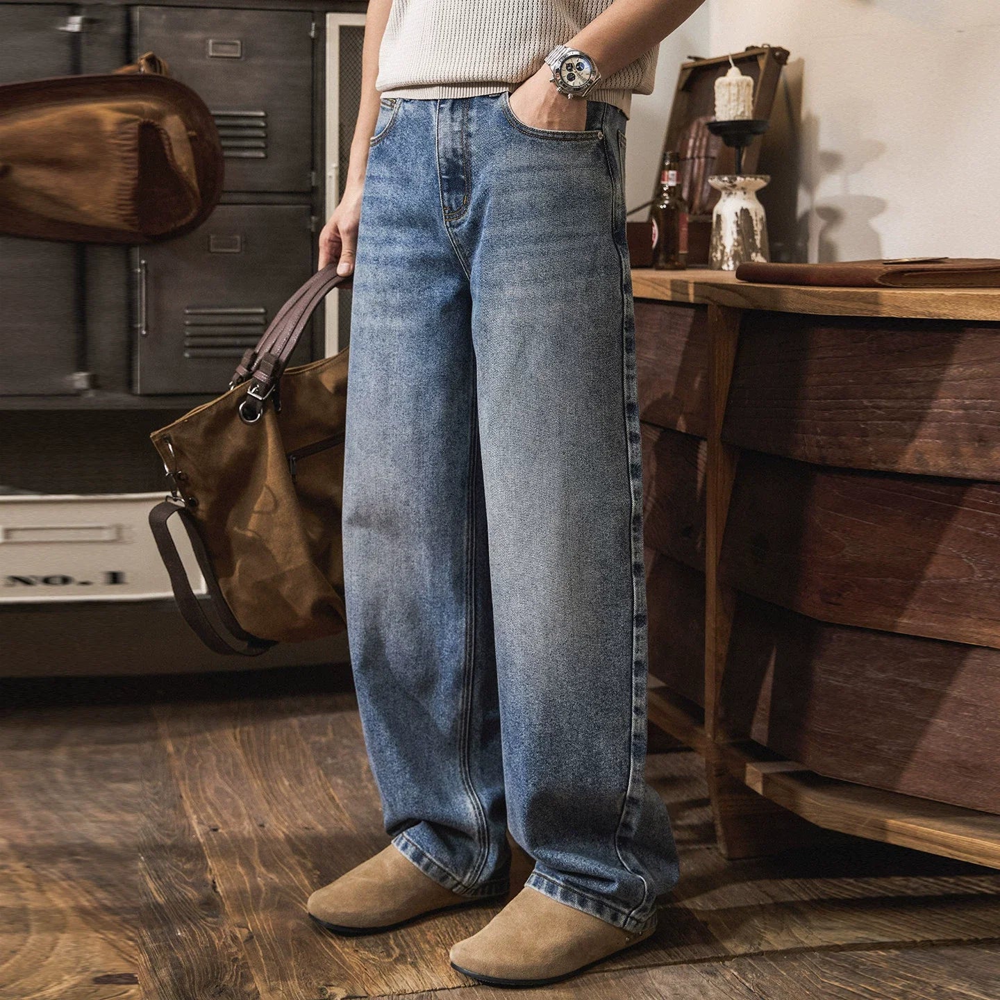 Summer Lightweight Lyocell Wide-Leg Jeans