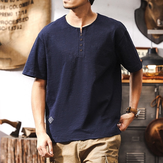 Classic Navy Henley Tee alt