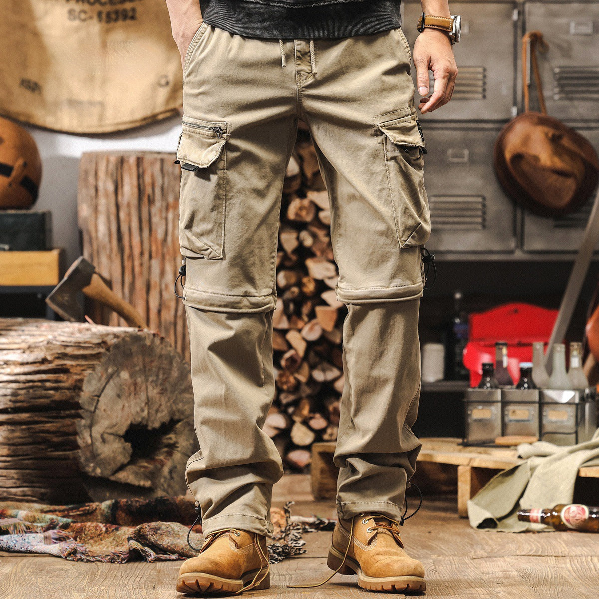 Detachable Cargo Combed Cotton Pants