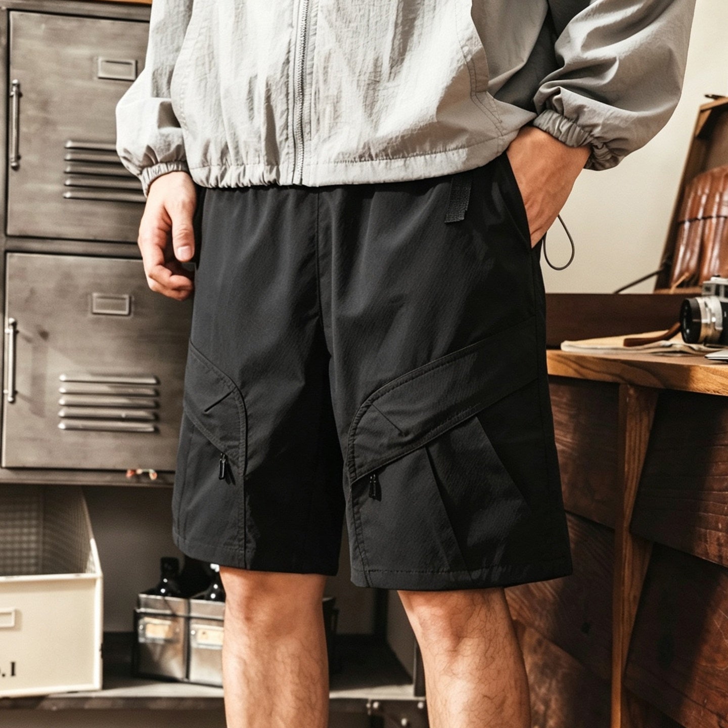 Quick Drying Outdoor Cargo Shorts in Black alt
