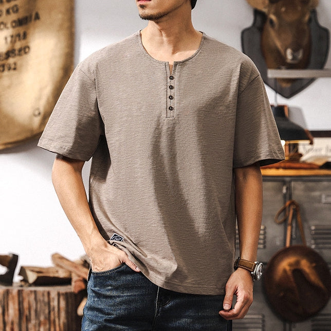 Vintage Henley Short Sleeve Tee