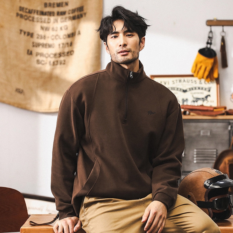 Half-Zip Fleece 380 GSM Jacket in Brown alt