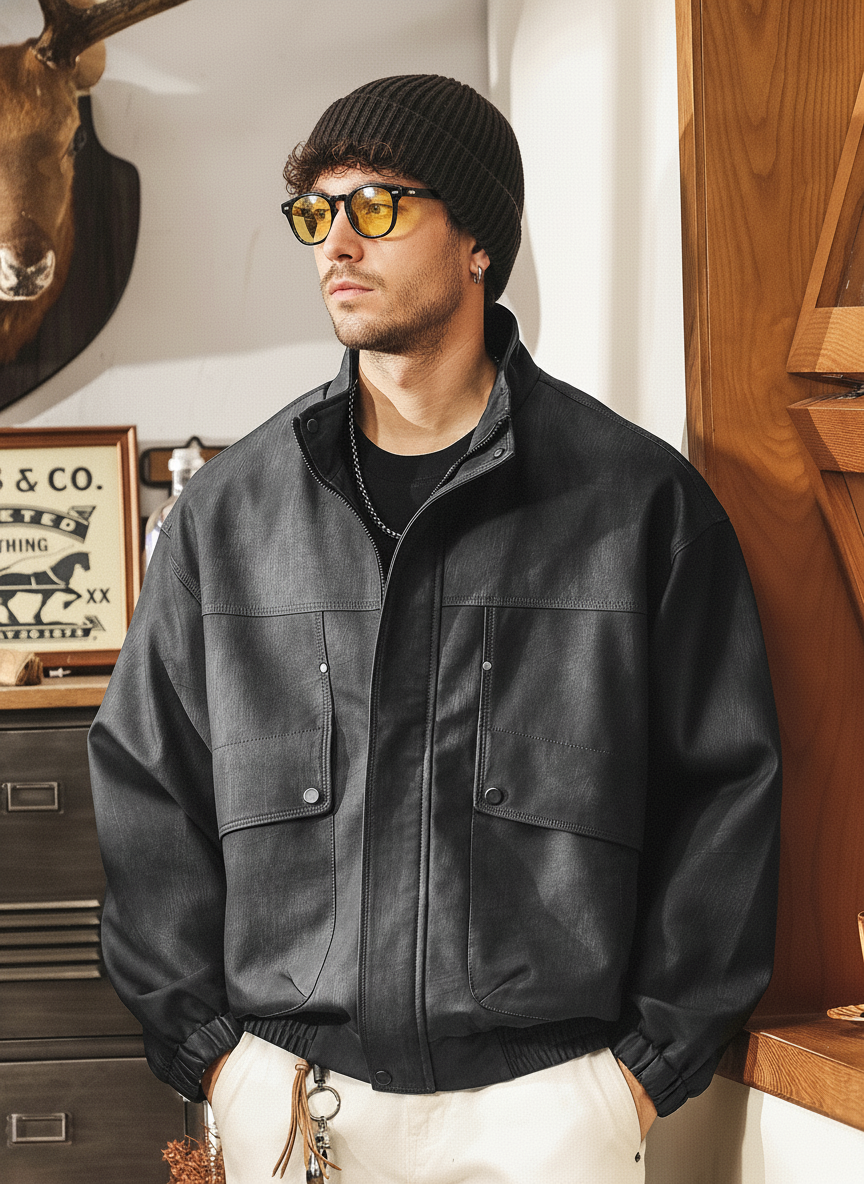 Distressed Leather Jacket alt