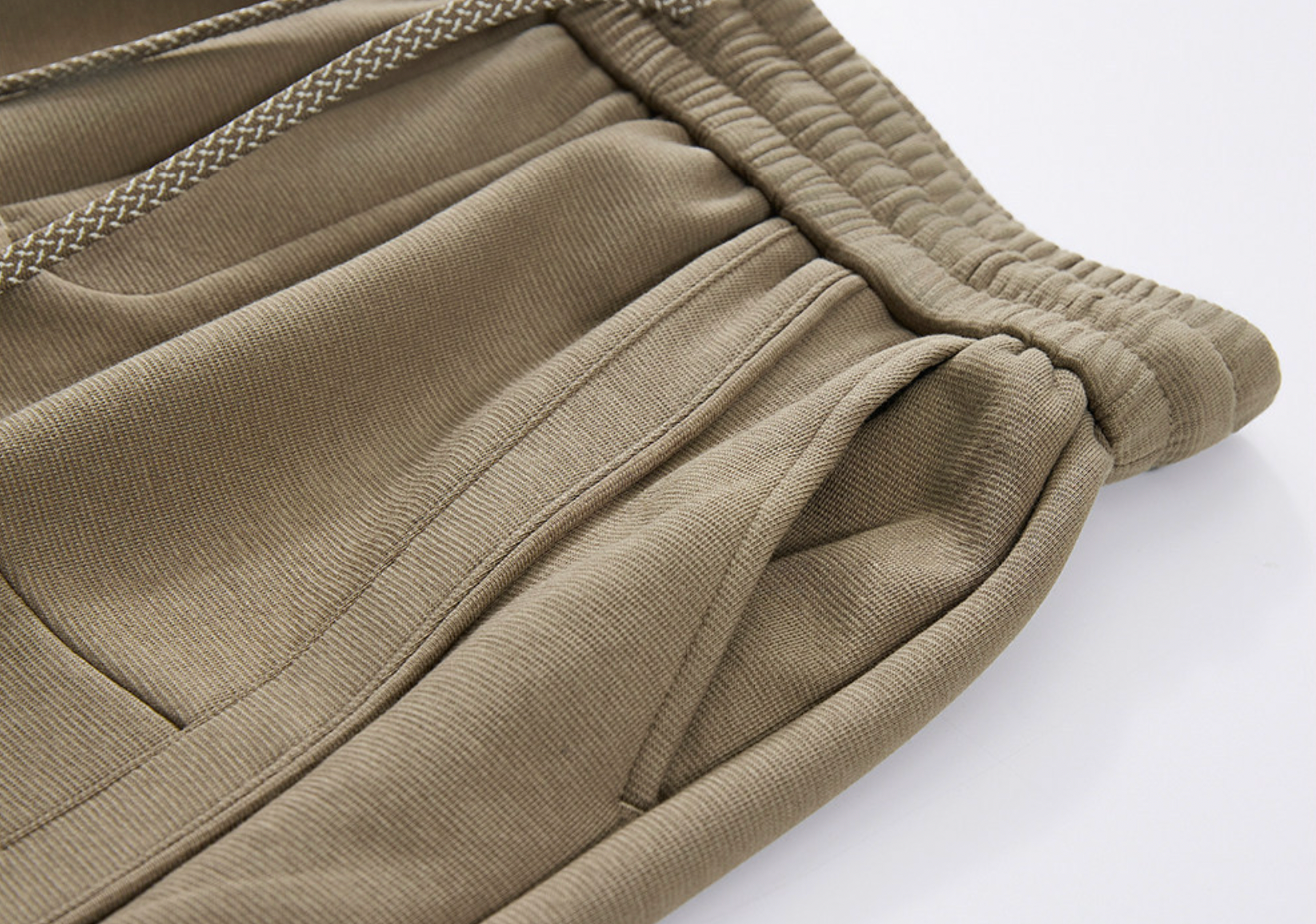 Cotton Heavy Weight Athletic Knitted Casual Shorts - Khaki alt