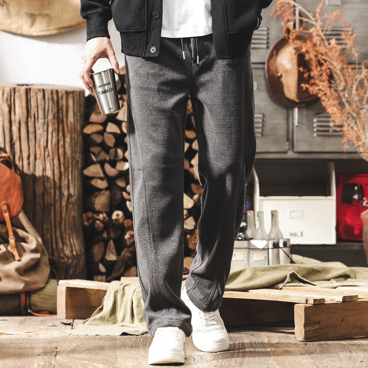 Chenille Thick Sweatpants - DARK GRAY
