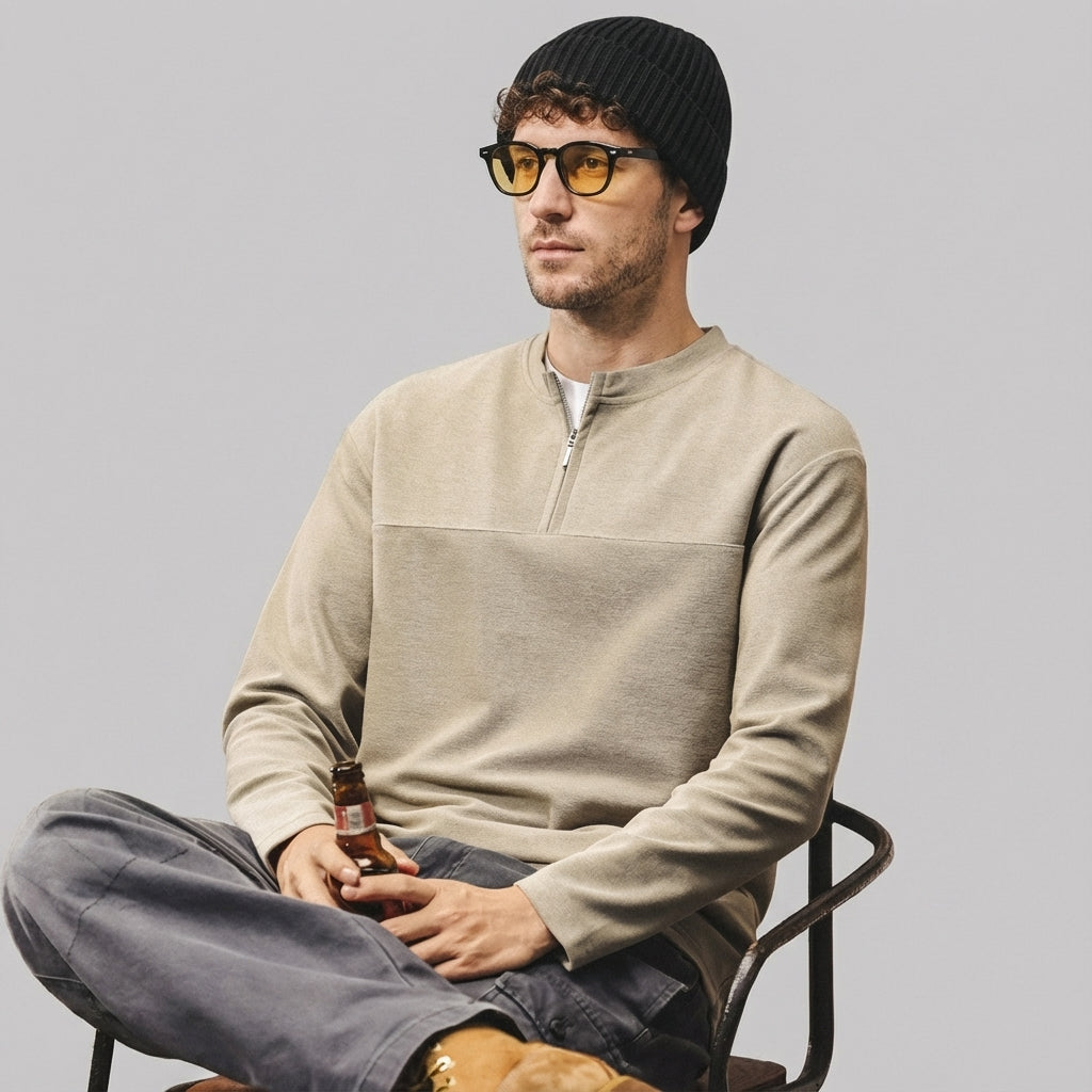 Alpine Double Layer Design Winter Henley Tee