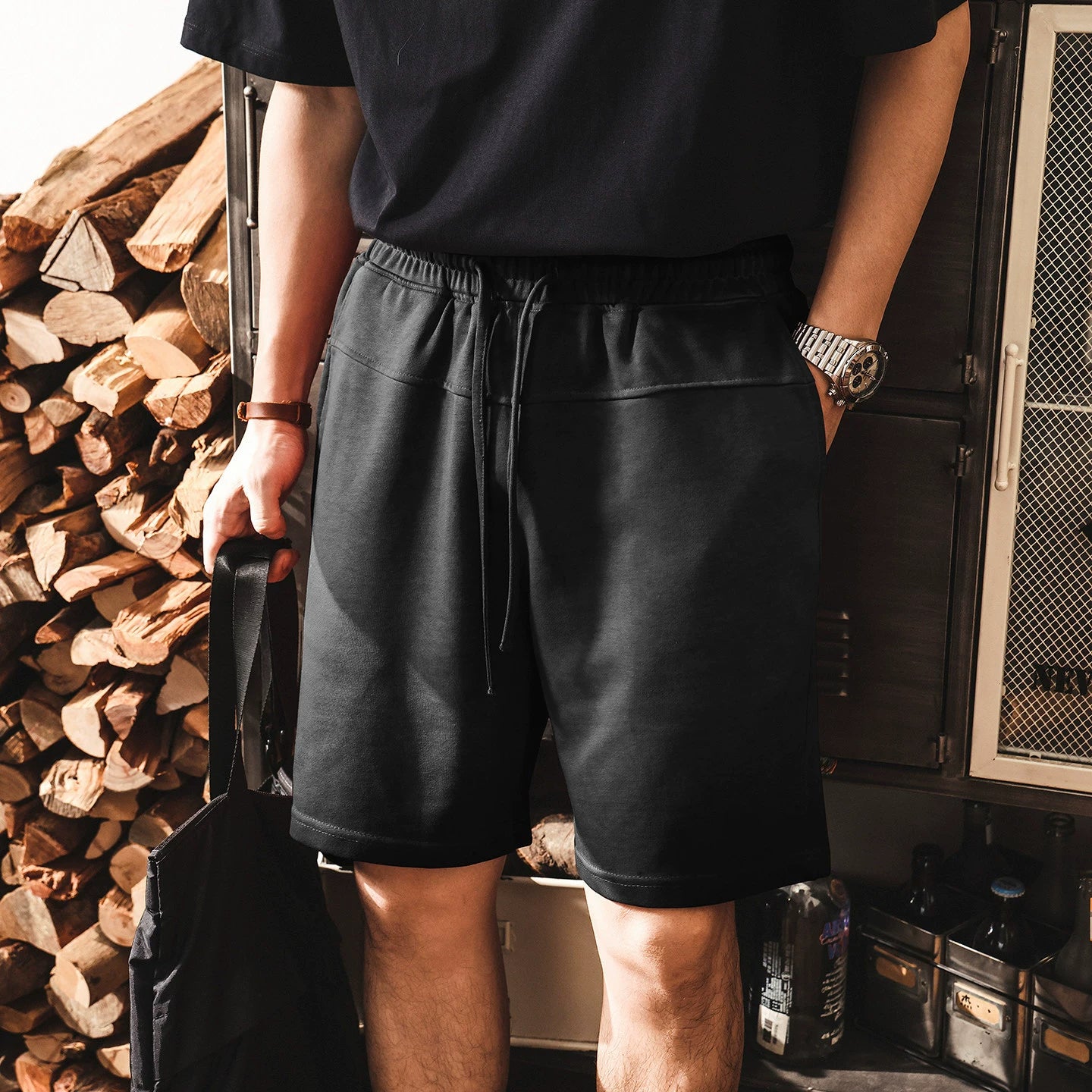 Heavyweight Washed Vintage Loose Summer Sweat Shorts - SPACE BLACK