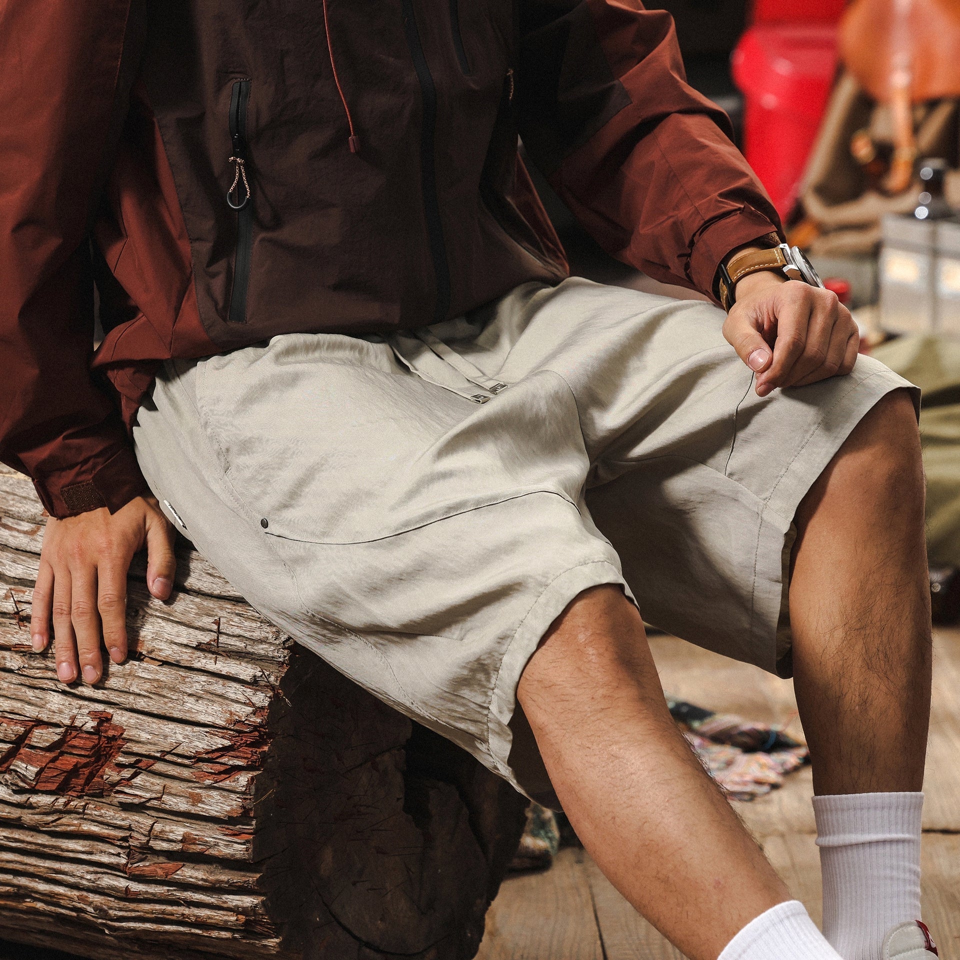 Alpine Drift Utility Cargo Shorts – Fog Grey