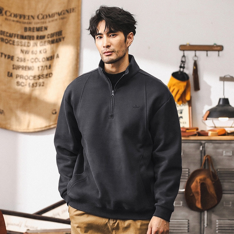 Half-Zip Fleece 380 GSM Jacket IN Dark Gray