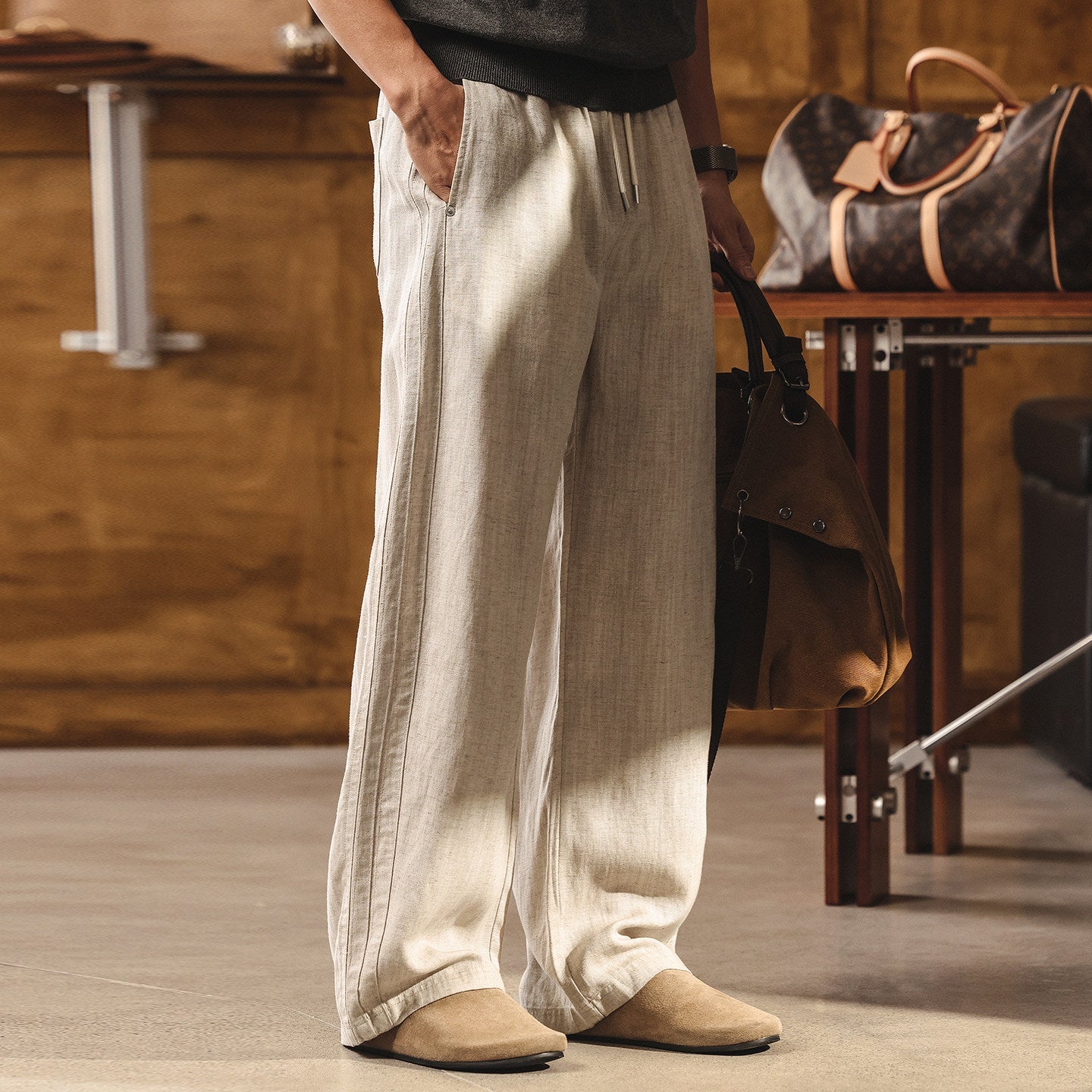 79.8% Lyocell Old Money Linen Pants in Hemp