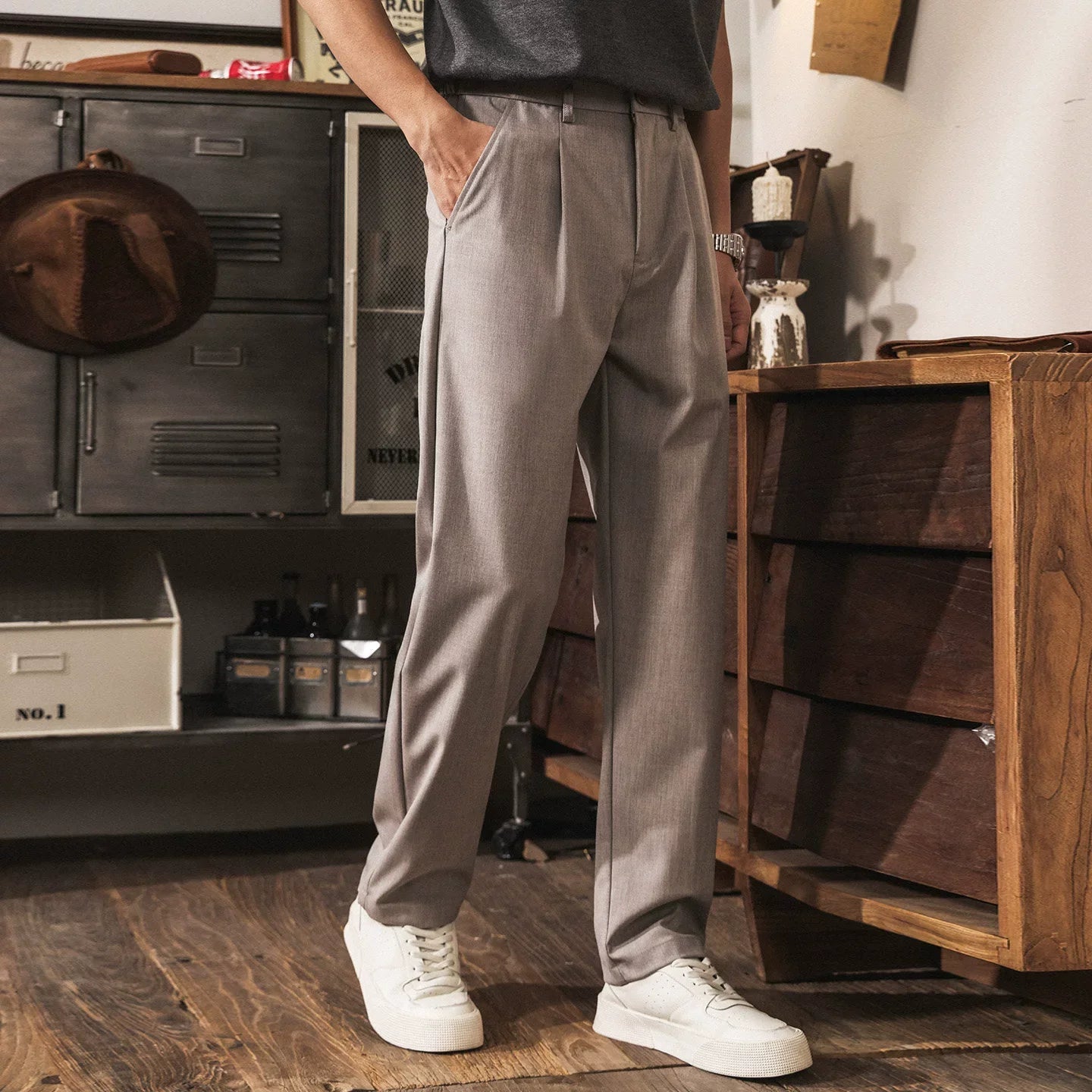 Business Casual Trousers - TAUPEGRAY