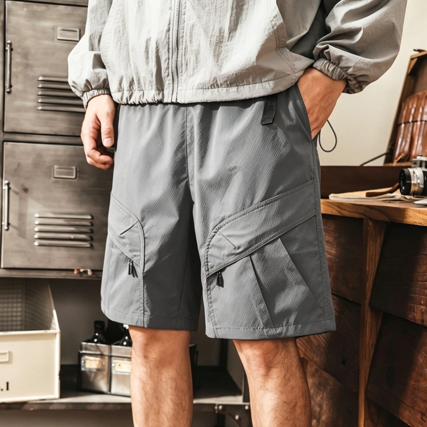 Quick Drying Outdoor Cargo Shorts in Light Gray