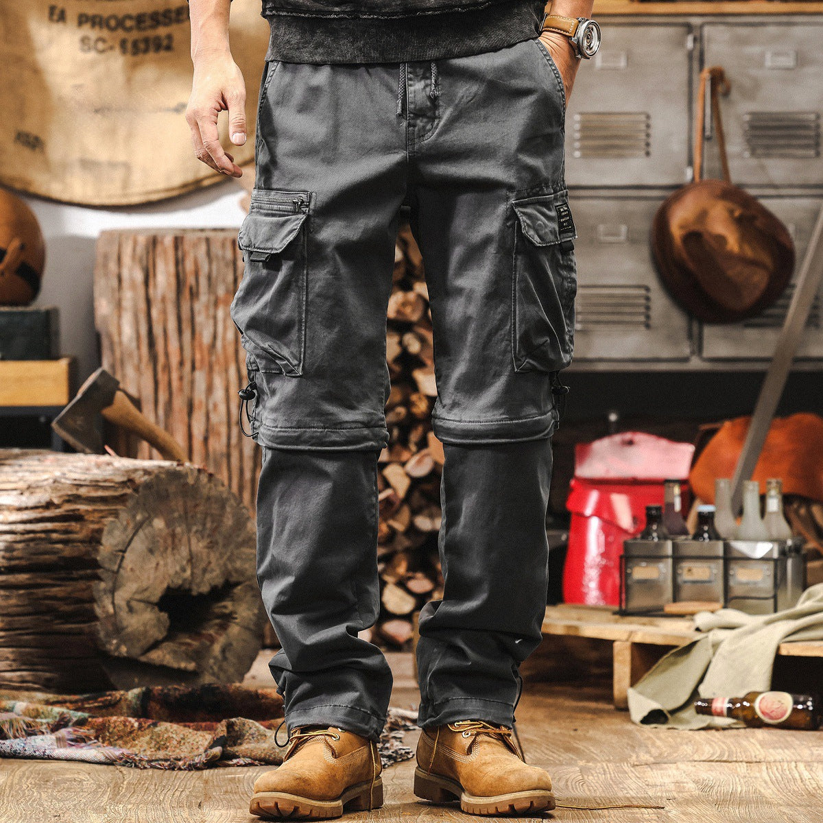 Detachable Cargo Combed Cotton Pants
