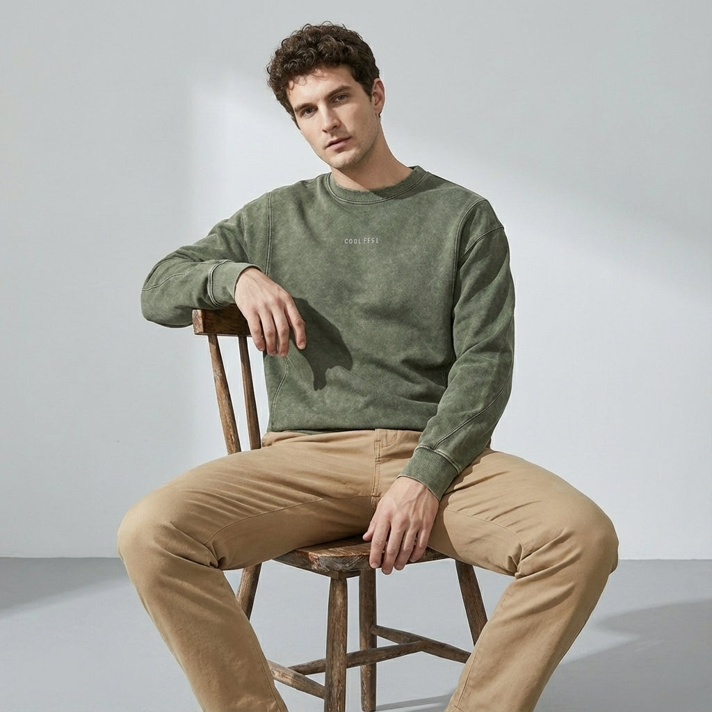 Vintage Washed Combed Cotton Sweatshirt