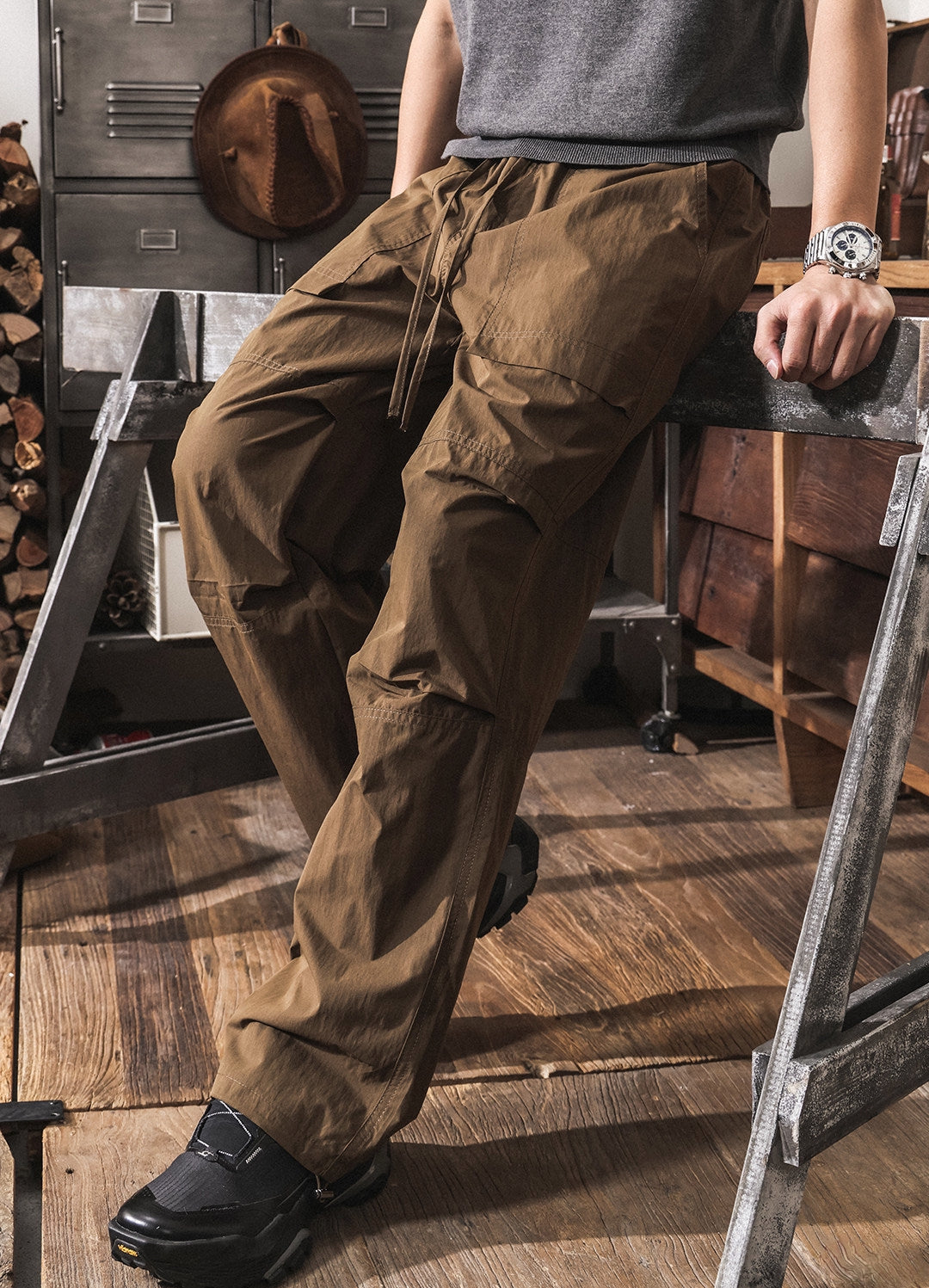 Wrinkle Free Wear Resistance Ice Feel Paratrooper Cargo Pants - OLIVEGREEN